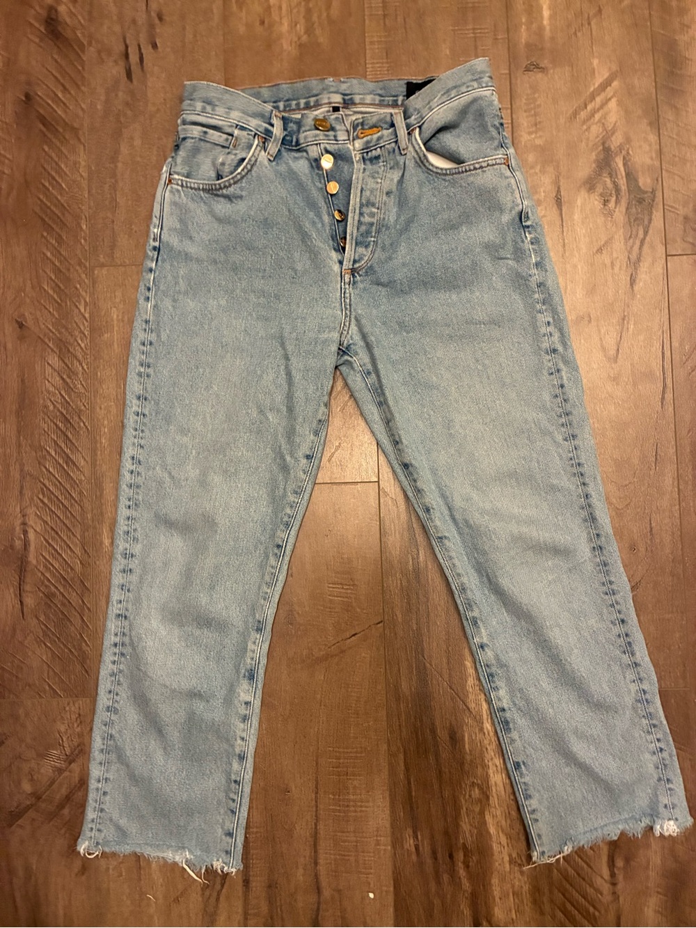 Goldsign Light Blue Straight-Leg High-Rise Jeans. Size 27!